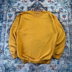 Vintage Champion Yellow Blank Crewneck Large